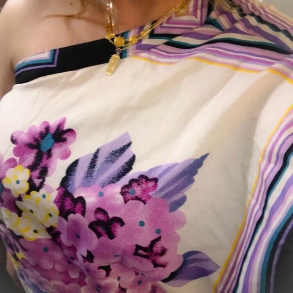 FLORAL ONE-SHOULDER SLEEVE BLOUSE TOP SIZE 2X